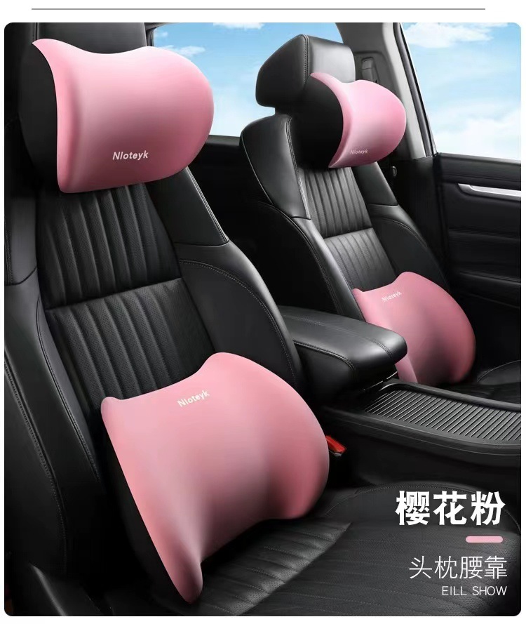 New Car Headrest and Lumbar Support Memory Foam Cushion, Waist Support Pillow, Lumbar Support, Car Neck Pillow and Lumbar Support Set