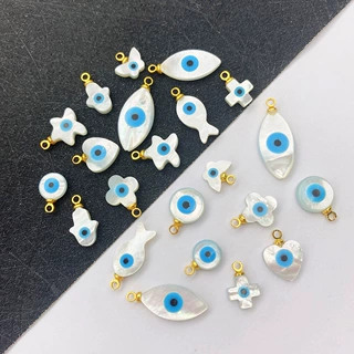 天然海水贝壳坠子马眼手掌小鱼心形眼睛珠吊坠 DIY项链饰品配件