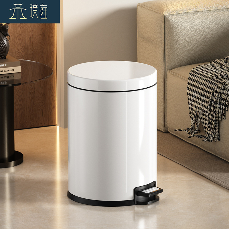 Bathroom Trash Can for Home Use, Stainless Steel, Foot Pedal, Luxury, High-End, for Kitchen, Living Room, Bedroom, with Lid, Silent, Cross-Border Bathroom Trash Can for Home Use, Stainless Steel, Foot Pedal, Luxury, High-End, for Kitchen, Living Room, Bedroom, with Lid, Silent, Cross-Border