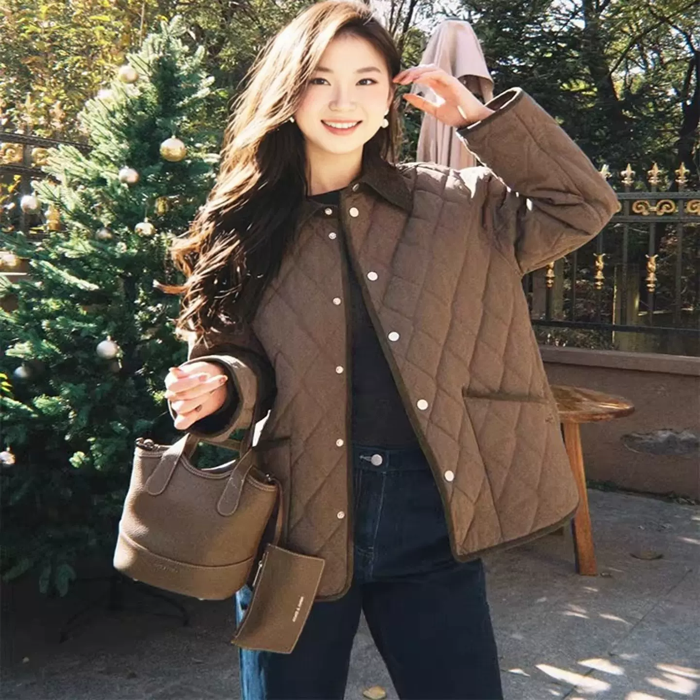 大码秋冬装正肩棉服女新款240斤胖妹妹棉衣宽松休闲外套3579