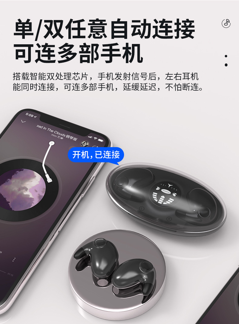 Cross-border private model MD538 wireless Bluetooth headphones sleep in-ear style X55 bestseller painless, direct supply from domestic factory pic 12
