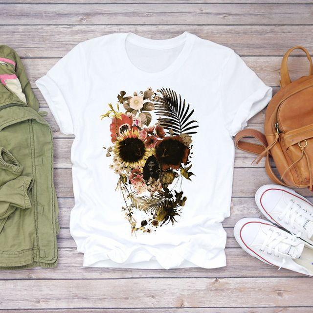 Summer Fashion Skull Butterfly Plant Short shirt NSATE61258