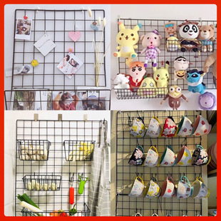 Wholesale Black Thick Mesh Mesh Photo Wall Hanging Ornaments Iron Mesh Guardrail Shelf Lattice Mesh Exhibition Display Stand