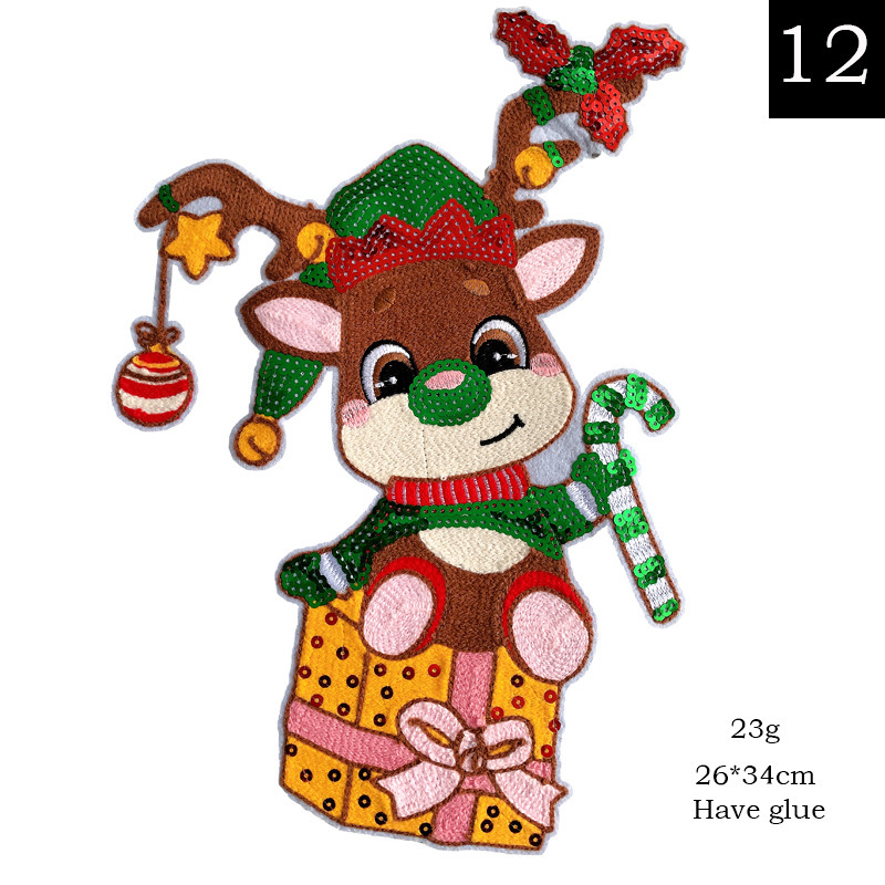 クリスマス刺繍布貼り漫画パッチ服装補助材料パッチビーズバッジパッチパッチパッチ穴パッチ穴パッチ|undefined