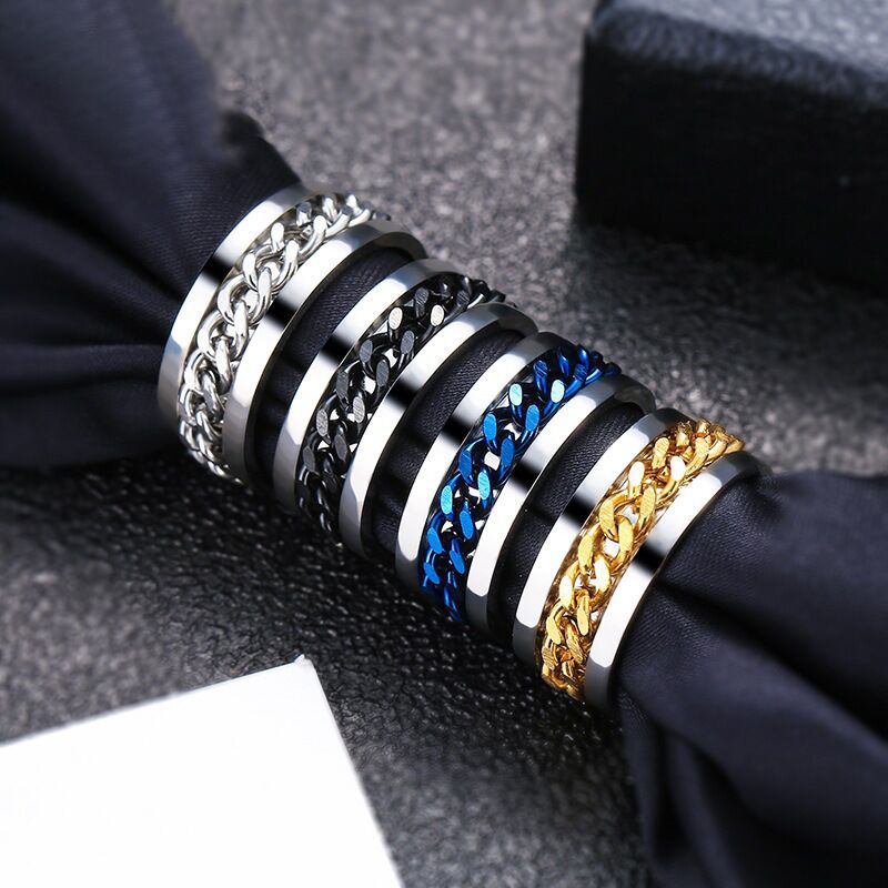 Rings Classification 1 Piece Quantity Casual Simple Style Circle Stainless Steel Plating Chain Men's Rings