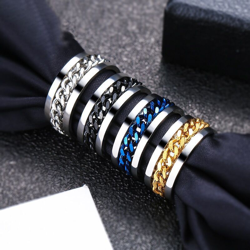 Casual Estilo Simple Circulo Acero Inoxidable Enchapado Cadena Hombres Anillos display picture 3