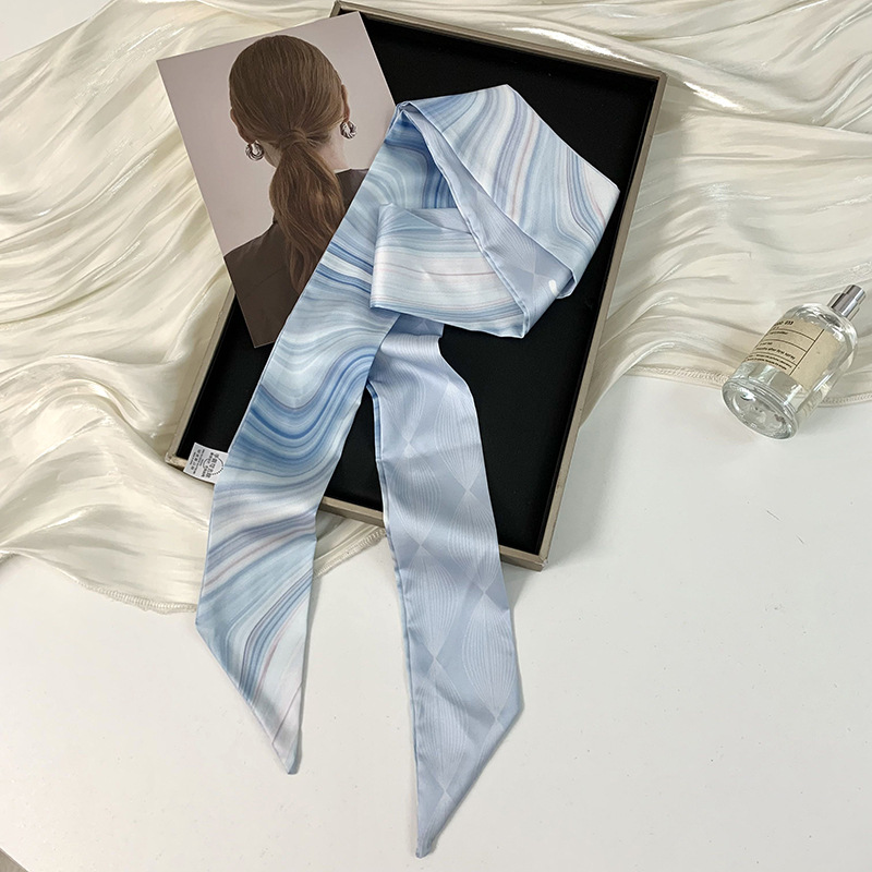 Pañuelo de seda largo y pequeño, cinturón para el cabello de estilo nacional con camisa, bolso atado, pañuelo en la cabeza de todo fósforo, cinturón de bufanda de decoración pastoral femenina de verano