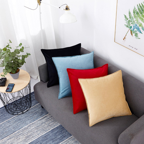 Velvet solid color pillowcase, sofa pillow, bed cushion, office lumbar support, event gift dropshipping