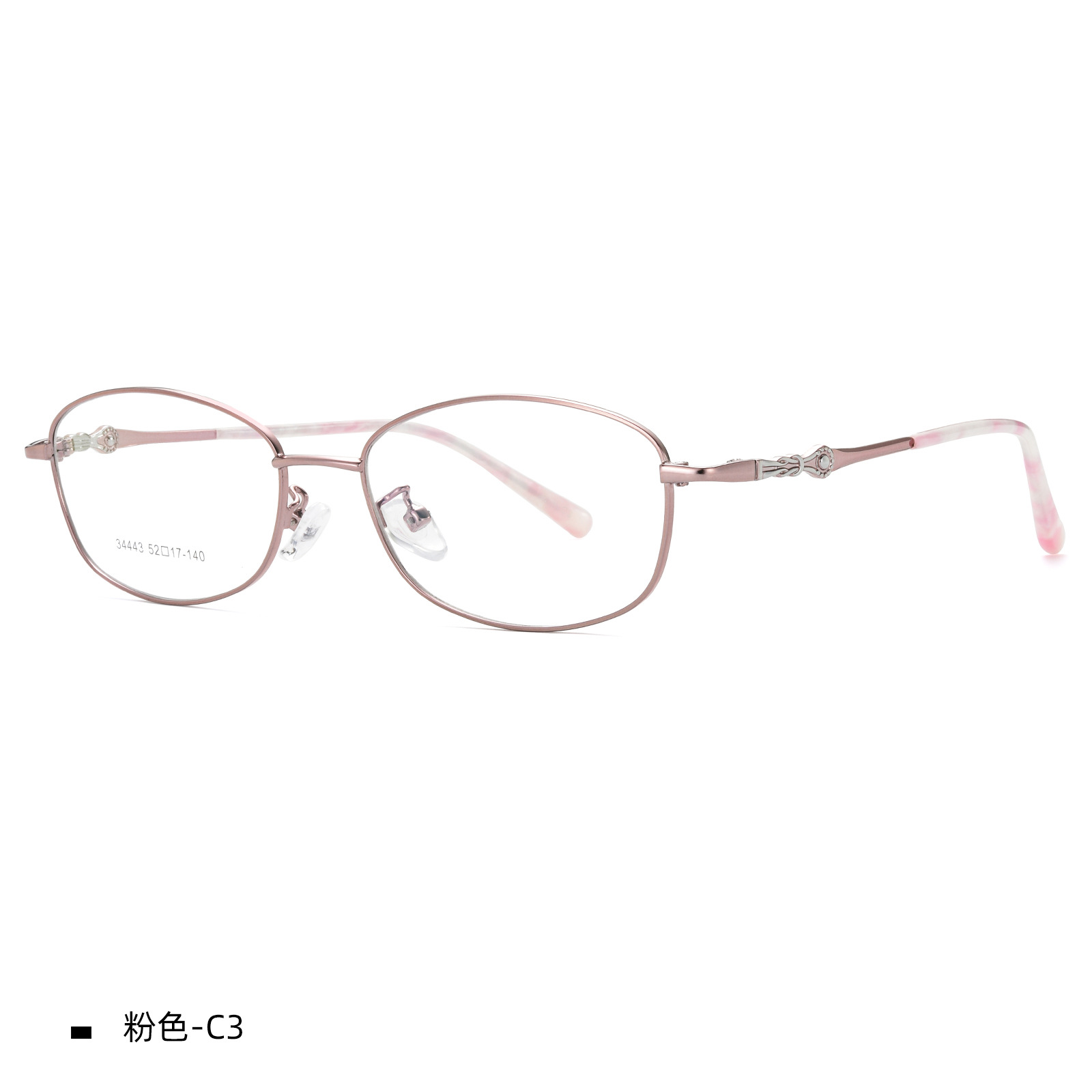 Elegante dama noble champán marco completo gafas marco hermoso tallado gafas piernas pueden ser equipados con miopía presbicia Danyang venta al por mayor