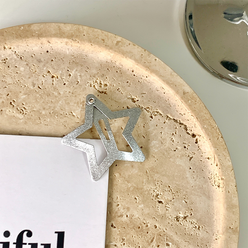 Y2g Millennium estilo plata brillante estrella de cinco puntas chica lado flequillos clip chica todo partido horquilla estrella horquilla tocado