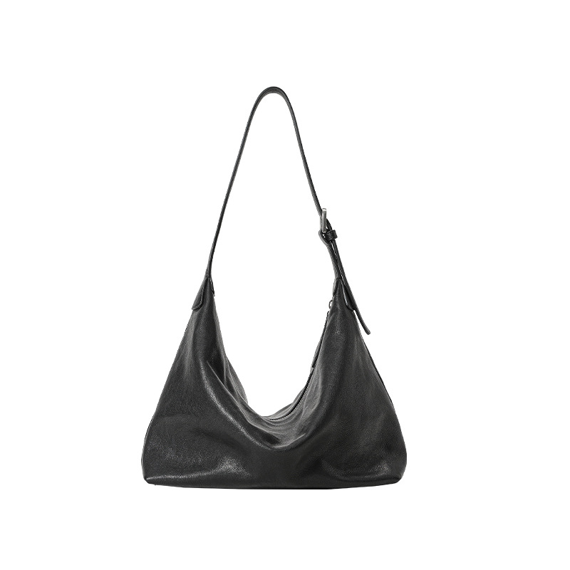 QiuZhen Vegetable-Tanned Cowhide Classic Hobo Bag - Versatile Casual Shoulder & Crossbody Commuter Dumpling Bag For Women - Thumbnail 6