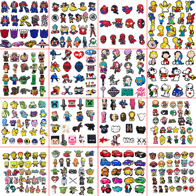 Cool and stylish boys' shoe charms, popular cartoon set of shoe charms, shoe decorations, shoe accessories, PVC soft rubber accessories