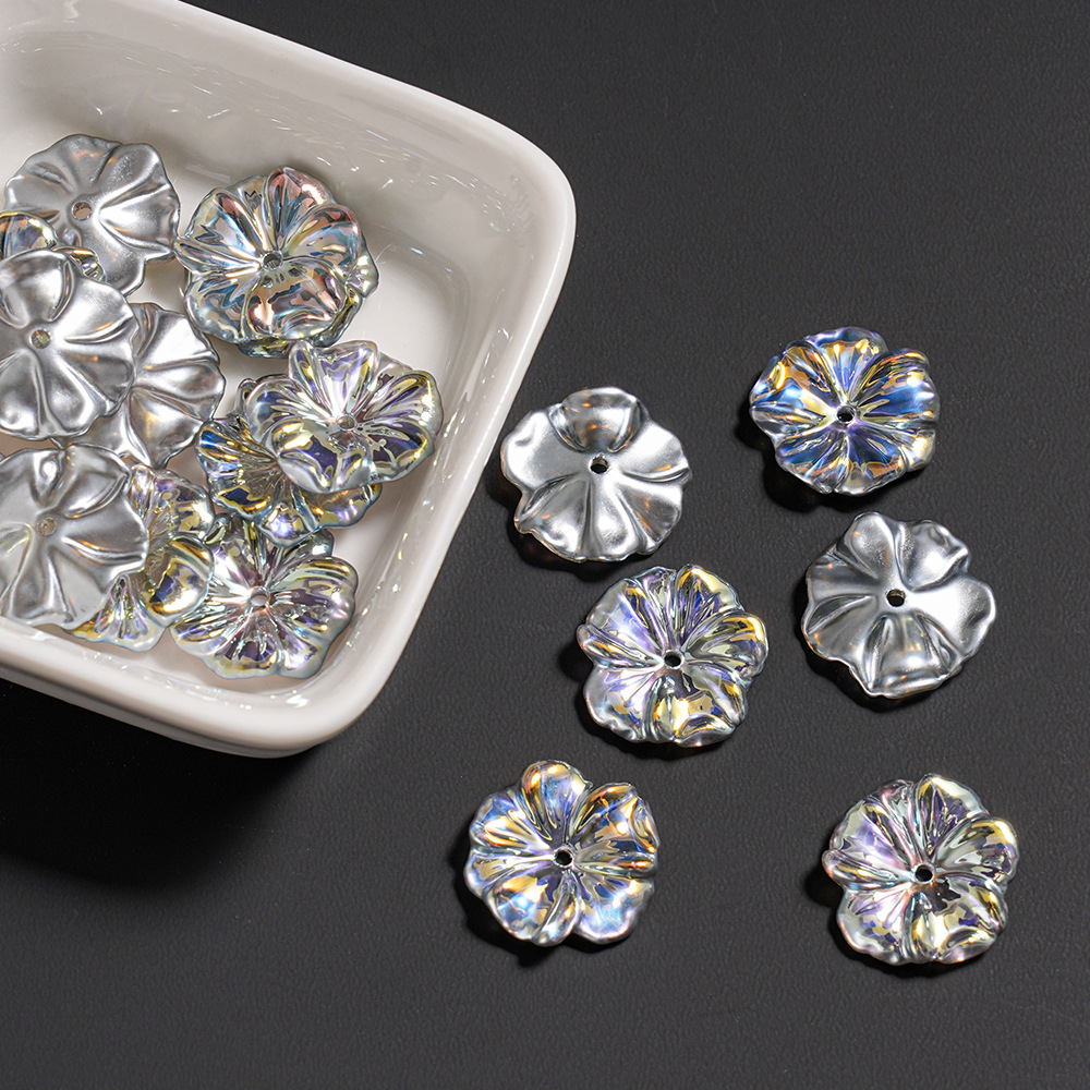 Cristal transparente con cuentas, flor de cuerno de lirio, colgante de teléfono móvil, llavero, colgante de cadena trasera, decoración pequeña