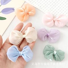 マカロン色のパール糸蝶結びのサテンの髪飾り部品