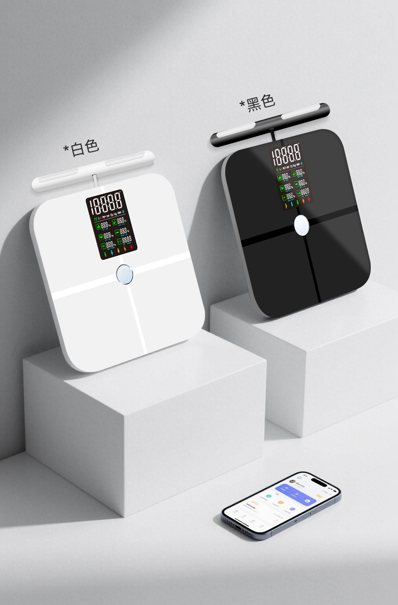 Fitness-Körperfettwaage mit Bluetooth und 8-Motor-Technologie, präzise Personenwaage für Gewichtskontrolle und Diät, elektronische Plattformwaage