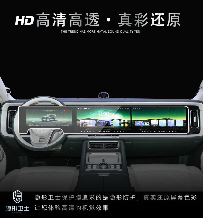 Tempered film for the rear display screen of the HarmonyOS Xiangjie G9 central control navigation system, modified car interior protective film accessories