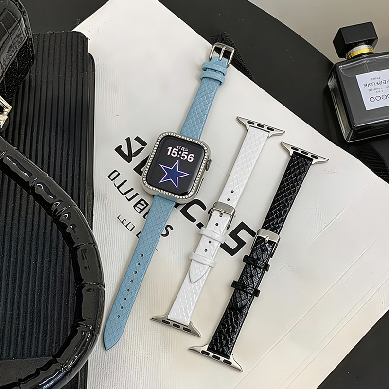 Suitable for Huawei, Xiaomi, Samsung, Fish Scale Pattern Leather Strap, Apple Iwatch11 Watch, Applewatch10Se