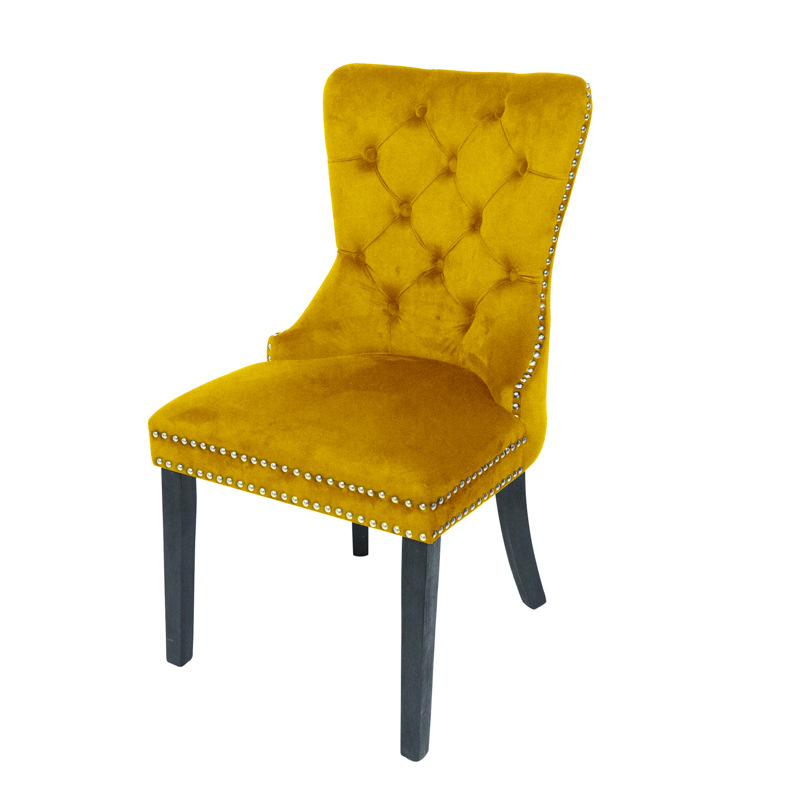 Silla de comedor de hotel de tela de estilo europeo silla de madera maciza de respaldo suave bolsa respaldo hebilla occidental restaurante comedor Silla de ocio al por mayor