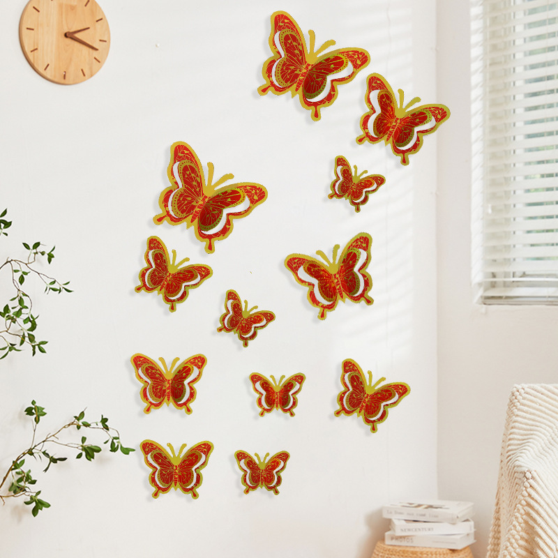Stickers muraux 3d papillon doré décoration adhésive maison_voghion.com