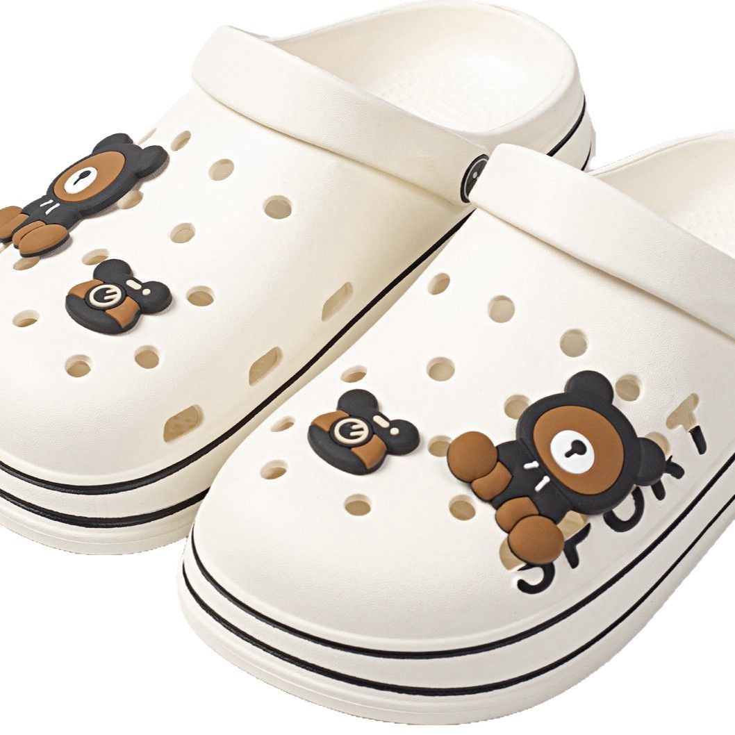 EVA lindos osos de dibujos animados zapatos de agujero cómodos para usar en interiores y exteriores para parejas zapatos de playa viajes deportivos fotos zapatillas frías