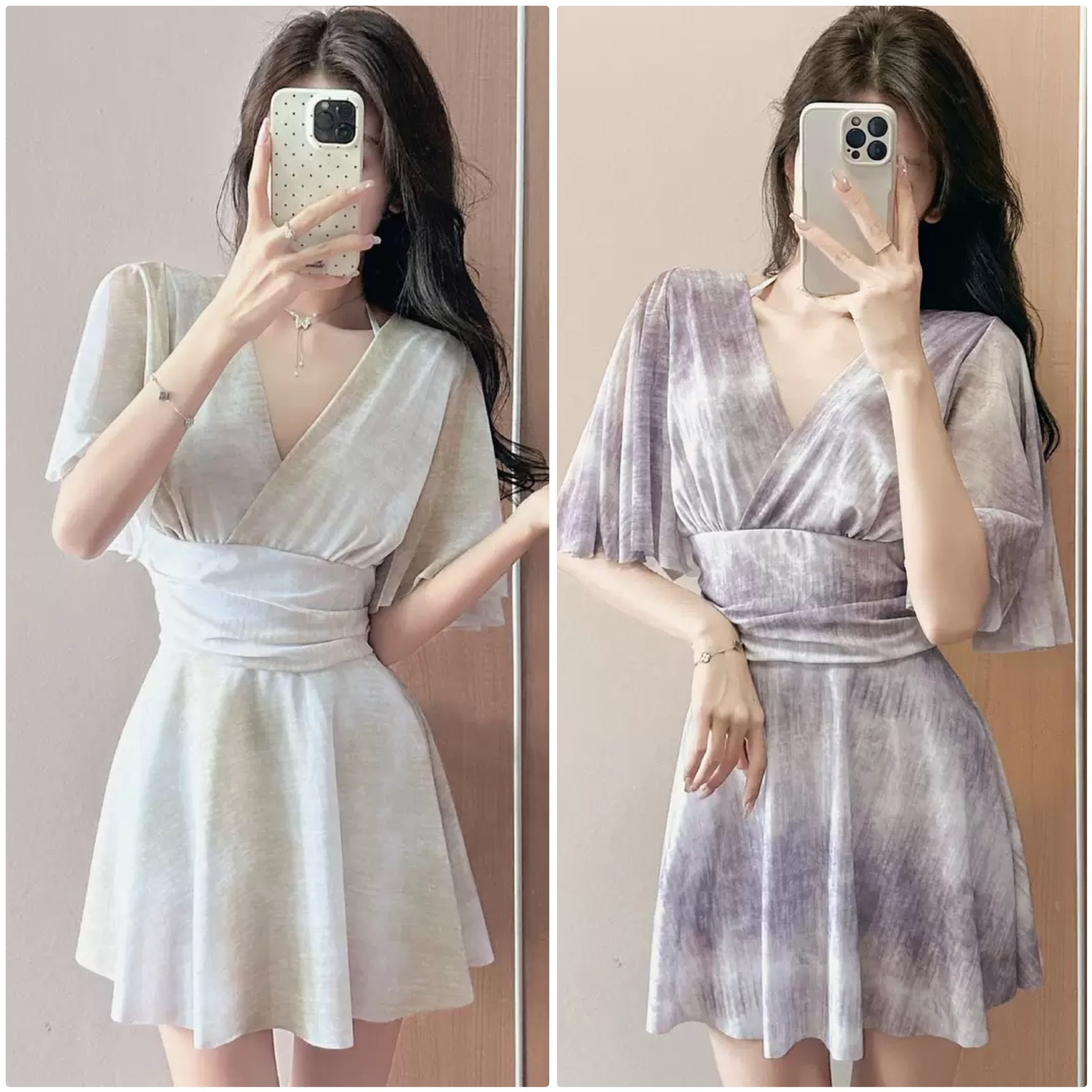 2025 New Plus-Size One-Piece Swimsuit with Underwire, Conservative and Slimming, Covers Body, Summer Vacation Swimwear, Women's Tie-Dye