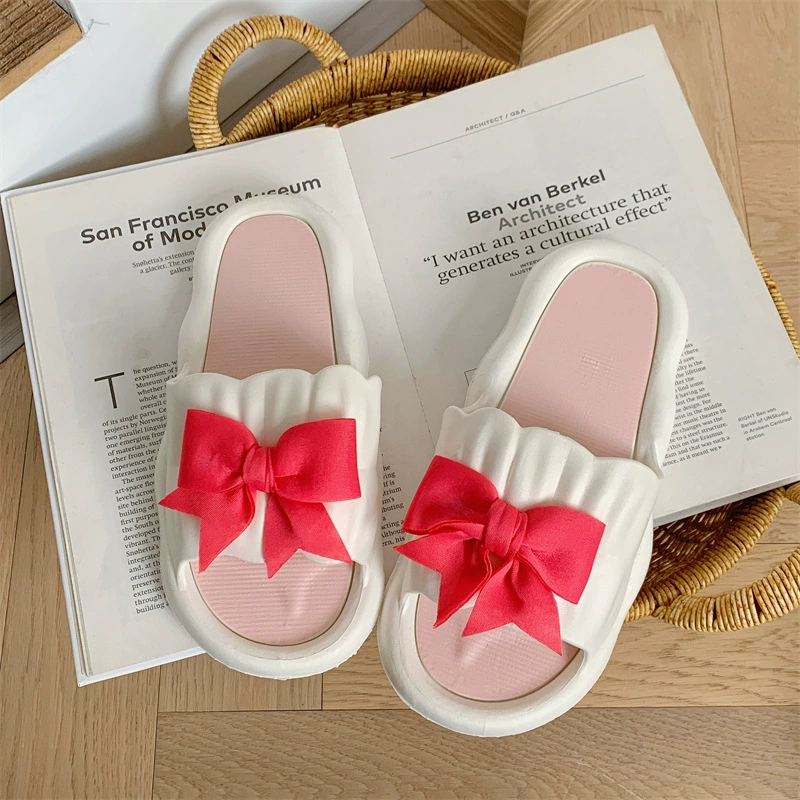 Slide, slippers, summer cute footwear platform with bow, wholesale