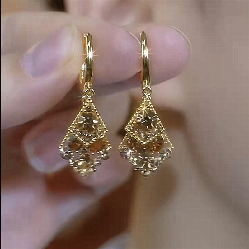 Niche Design Sense brown Double-layer Geometric Ear Buckle Women's Exquisite Fashion Internet Celebrity Earrings Autumn and Winter Elegant Earrings