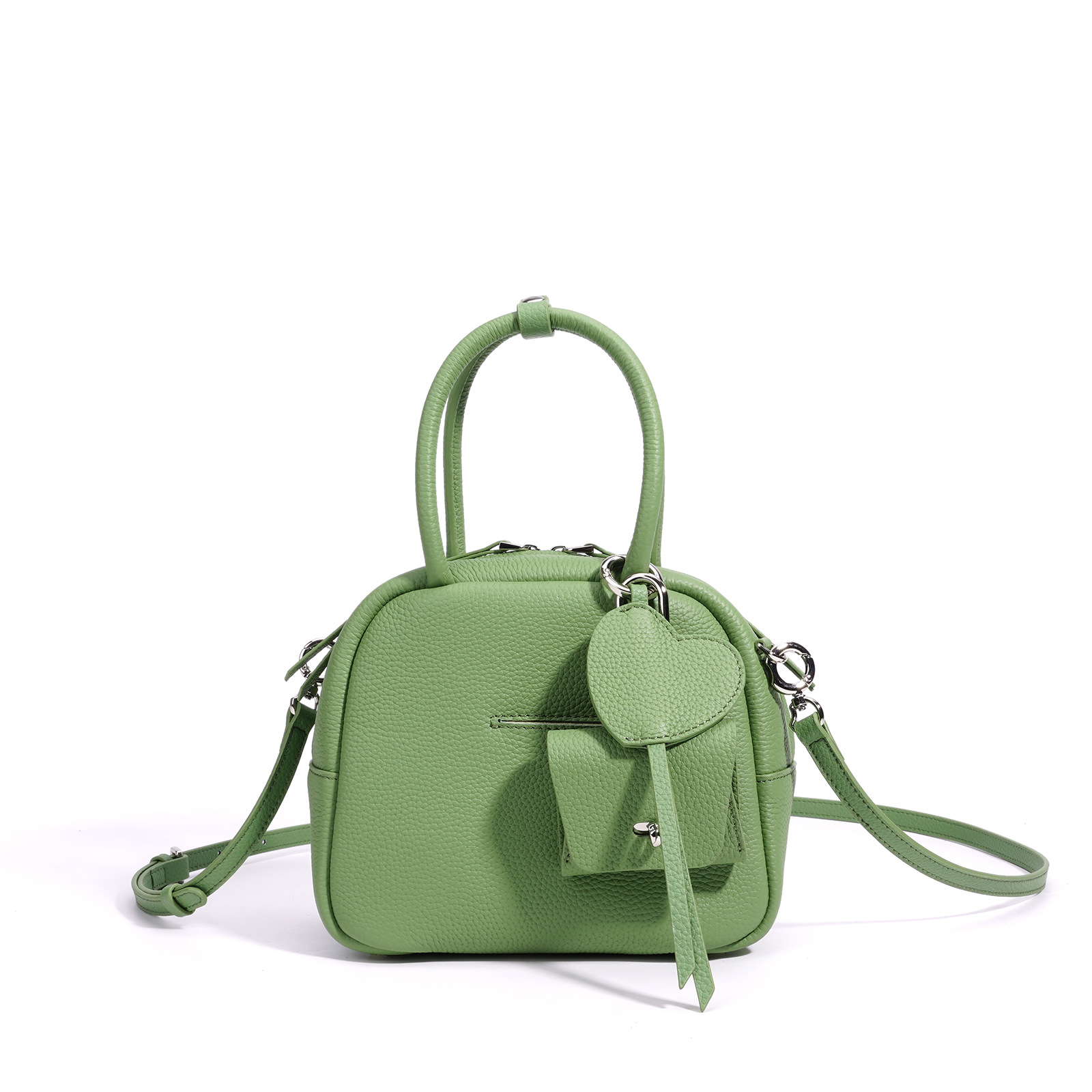 Litchi Grain Top Layer Cowhide Boston Bag New Women's Handbag Luxury Crossbody Lightweight Small Shoulder Bag - Thumbnail 6