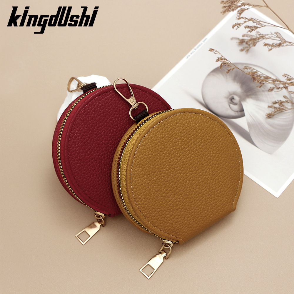 日韓小清新PU皮女士拉鏈零錢包 INS風便攜圓形迷你掛包卡包鑰匙包
