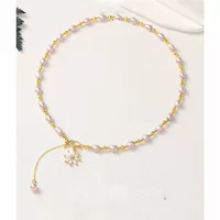 Zixia Fairy Light Роскошное ожерелье из натурального пресноводного жемчуга с продвинутым чувством Элегантное элегантное Ретро нишевое взрывоопасная цепочка на ключицу