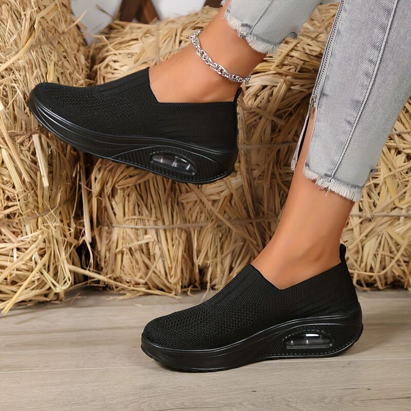 Temu Xiyin Cross-Border New Women's Casual Sports Air-Cushion Mom's Shoes Rocking Shoes Flats Non-Slip Fly-Woven Women's Shoes