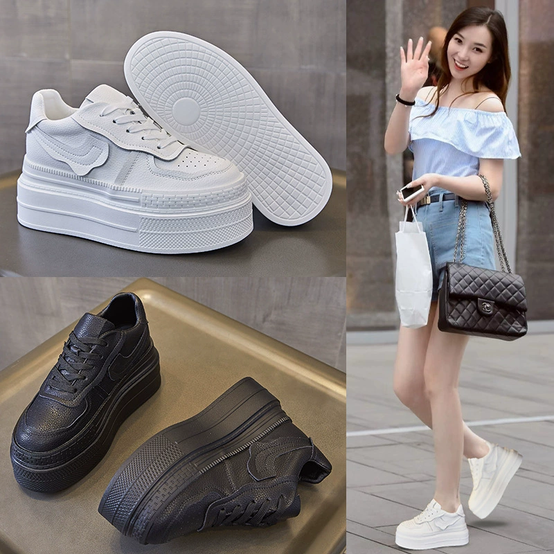 Корейская версия толстых подошв увеличены маленькие белые туфли женские осенние и зимние новые модные дикие школьные стили повседневные женские одиночные туфли сосновые туфли женские