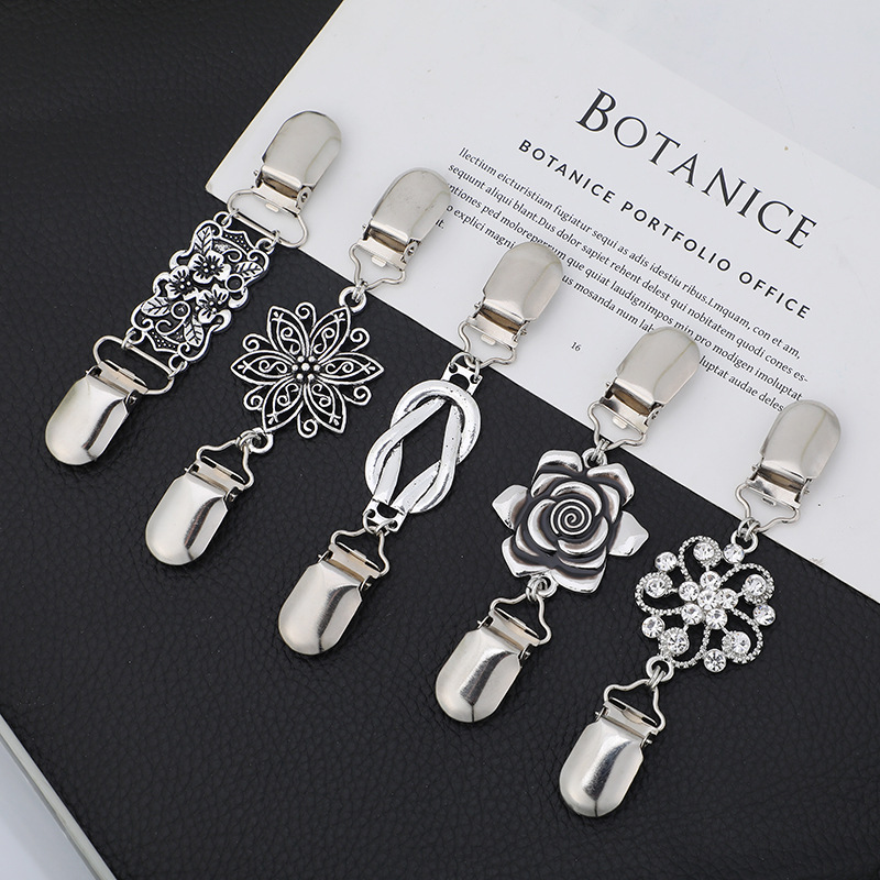 Fashion Flower Alloy Plating Inlay Rhinestones Womenu0027S Sweater Clip 1 Piece
