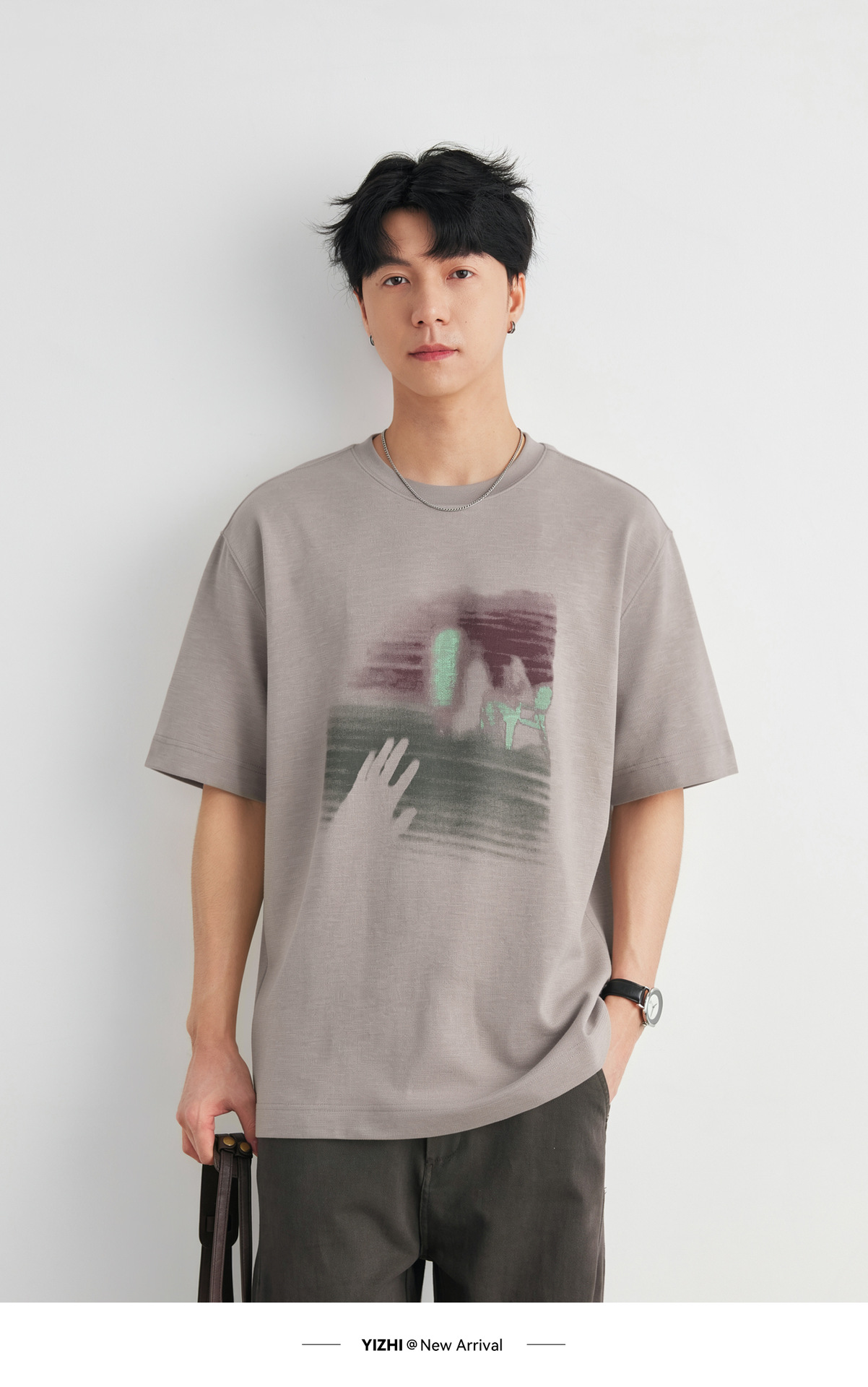 Áo thun nam cổ tròn basic chất liệu cotton dày 250g, phong cách retro Mỹ, tay ngắn thoáng mát — đen chi tiết 13