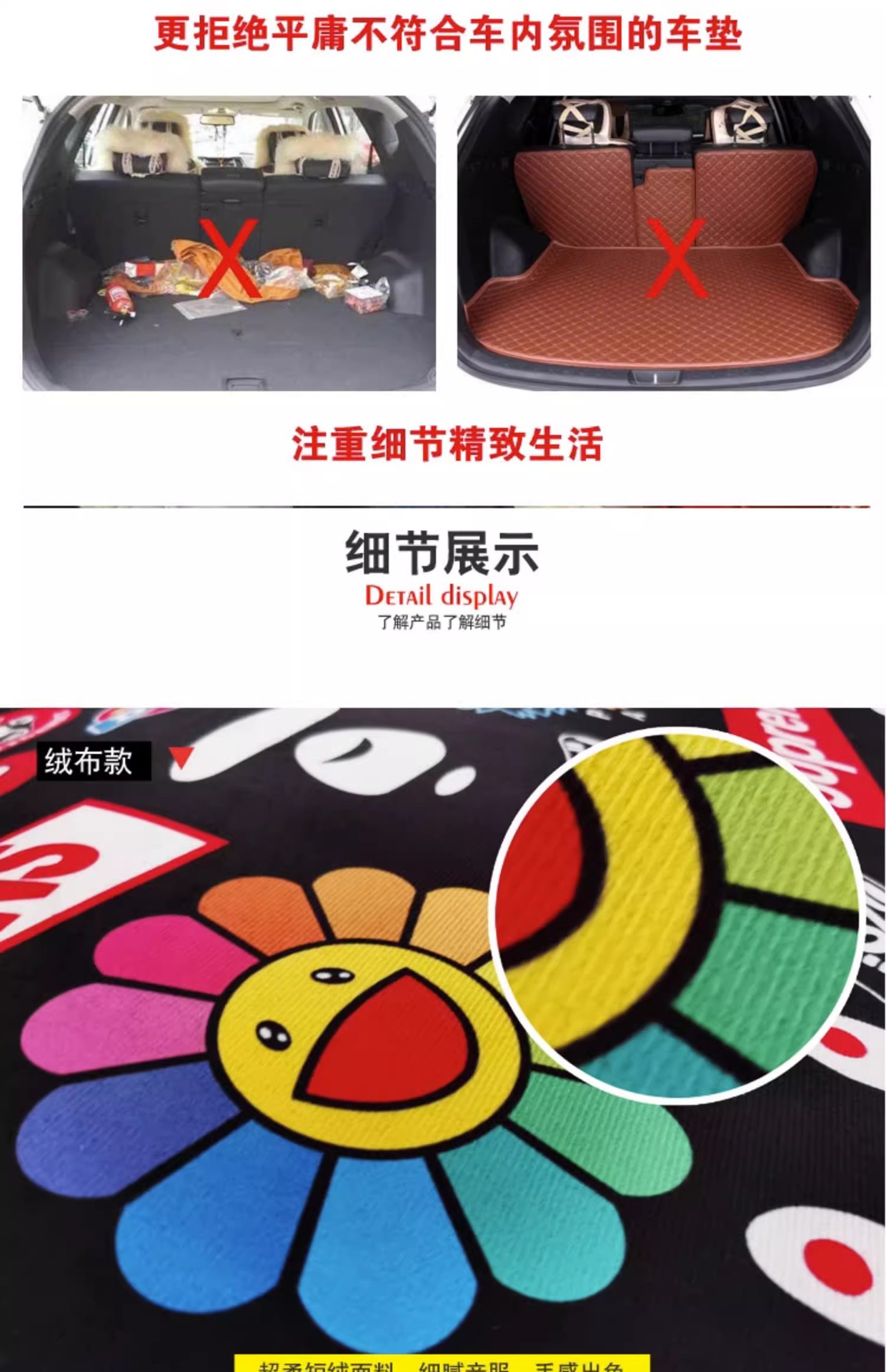 Jit Cross-Border Leather Cartoon Trunk Mat, Anime Character-Specific, Universal, Dirt-Resistant, Easy-To-Clean Car Trunk Mat