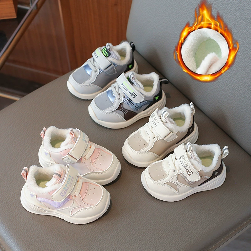 Новые детские хлопковые туфли для девочек 2025 года, водонепроницаемые кожаные туфли для мальчиков, дропшиппинг