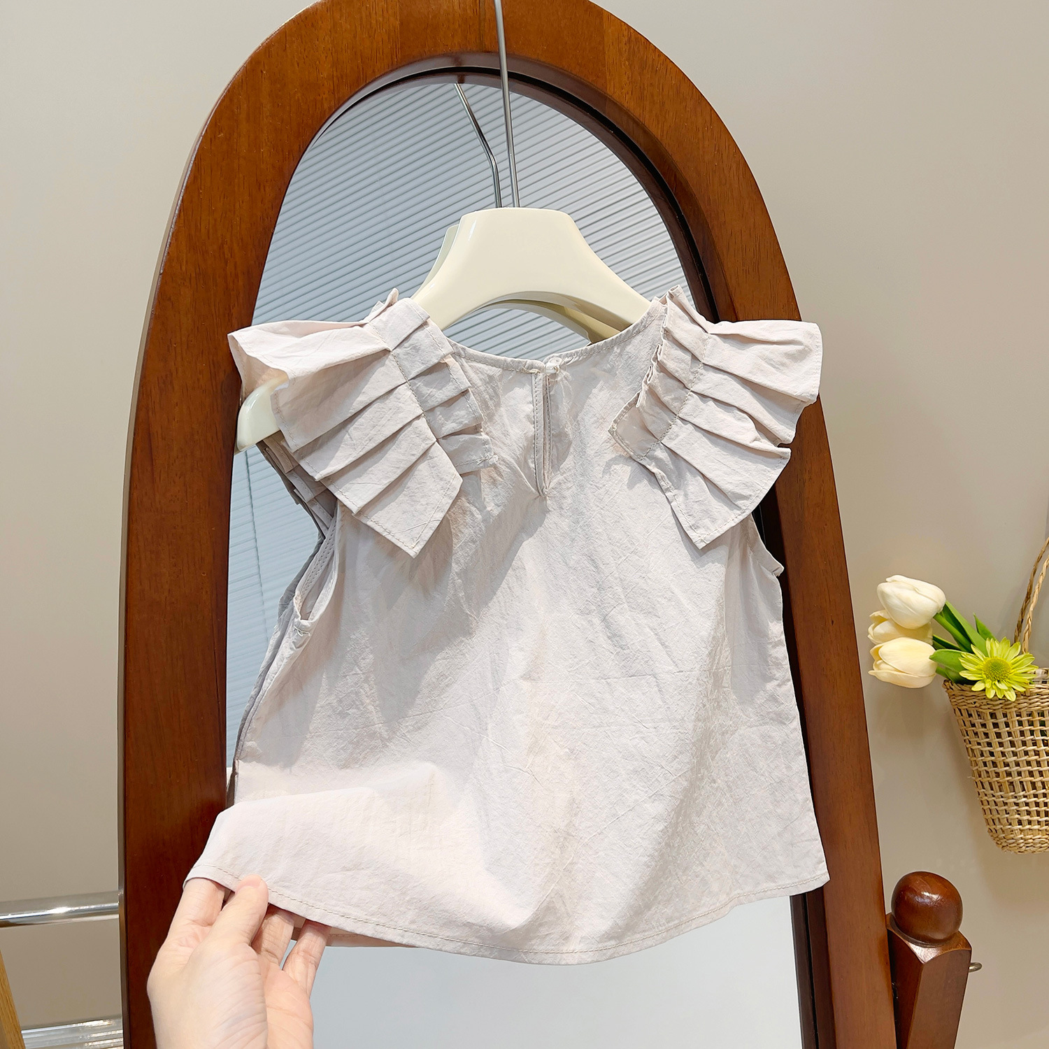 Mädchen Set Mit Rüschenärmel Top Und Lässigen Shorts_voghion.com