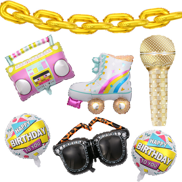 Nueva Radio Globo decoración papel de aluminio patines globo grabadora patines gafas de sol globo de aluminio película modelado