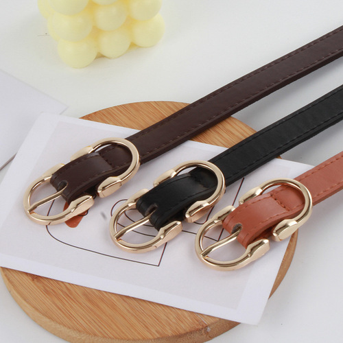 Women's Belt Versatile Jeans with Brown Belt Women's New Fashion Pin Buckle Black Korean Style One Piece Dropshipping