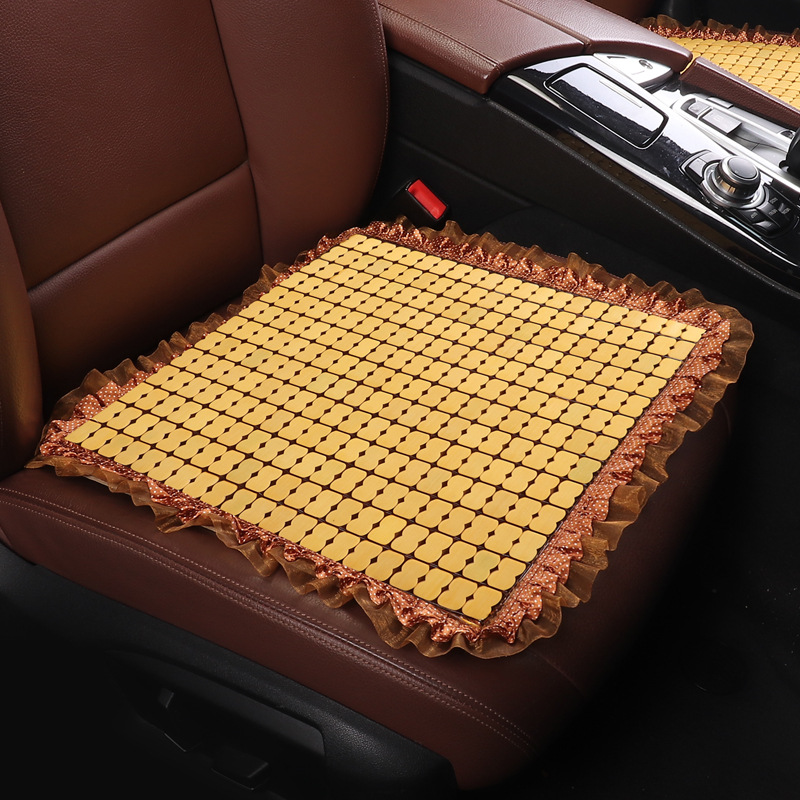 Universal – Car Seat Cushion Bamboo Cool pad - beige-lace-edge