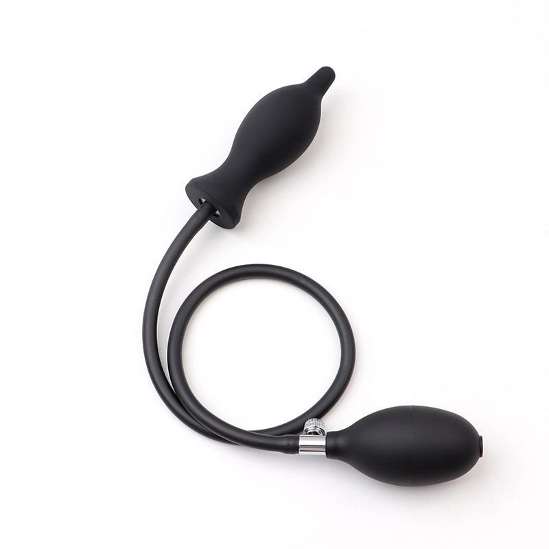Inflatable Silicone Anal Plug with Tapered Tip, Black, Couples Expansion Toy — detail image 6