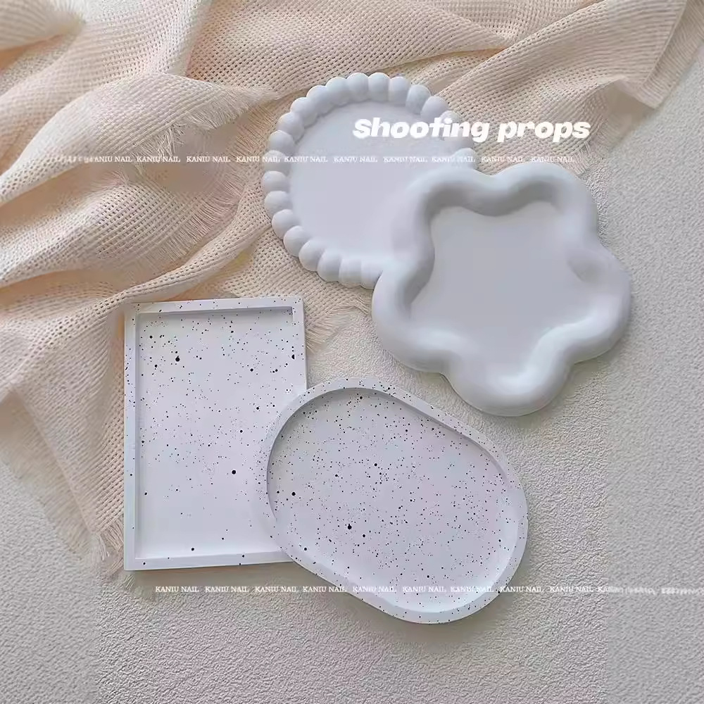 Artículo de manicura accesorios fotográficos in blanco mate red joyas bandeja de almacenamiento atmósfera tela de fondo decoración de fotos