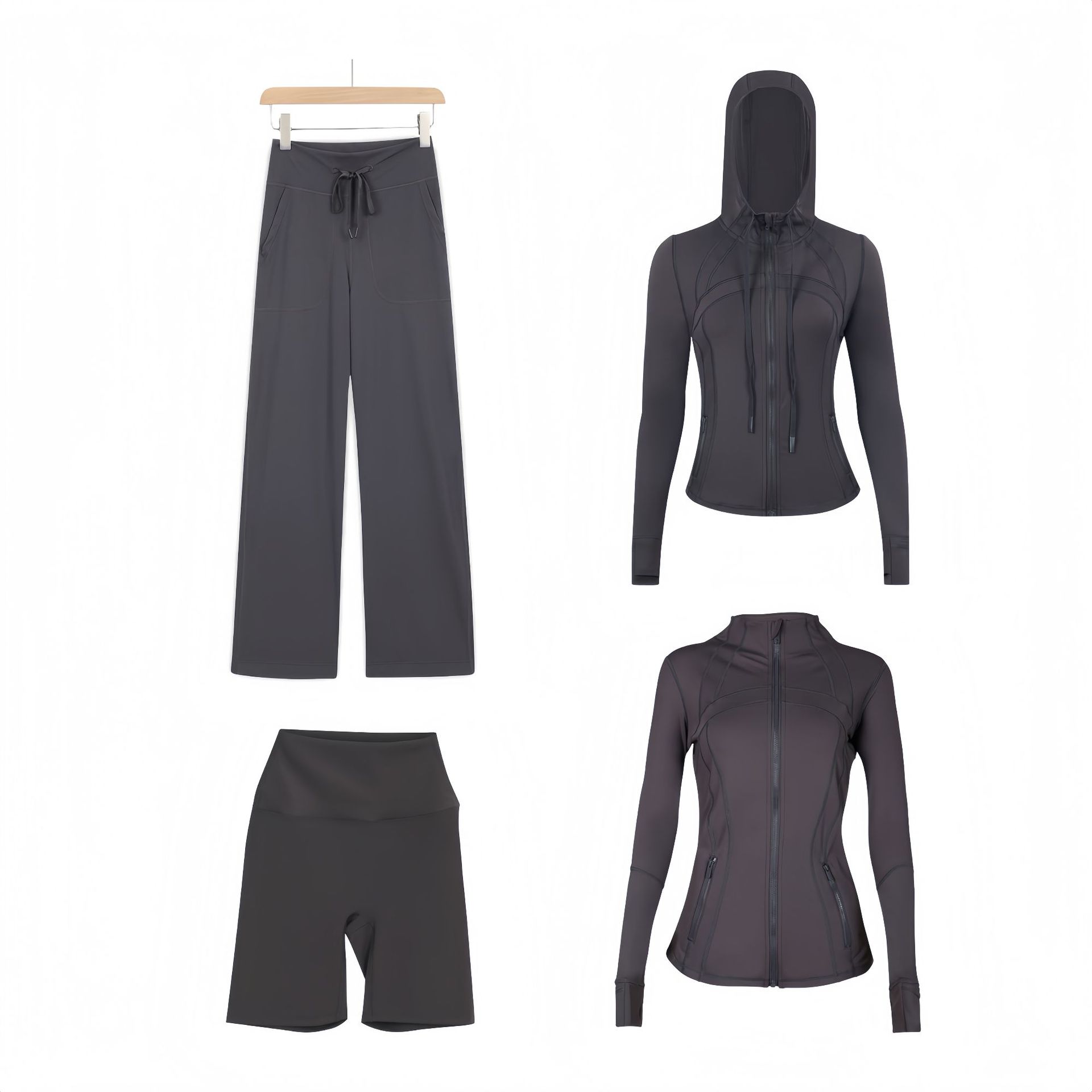 Women's Clothing Women's Slim Fit Sports Jacket Hooded Jacket Straight Leg Pants Five Piece Set Sportswear For Formal & Casual_ecoleips.com