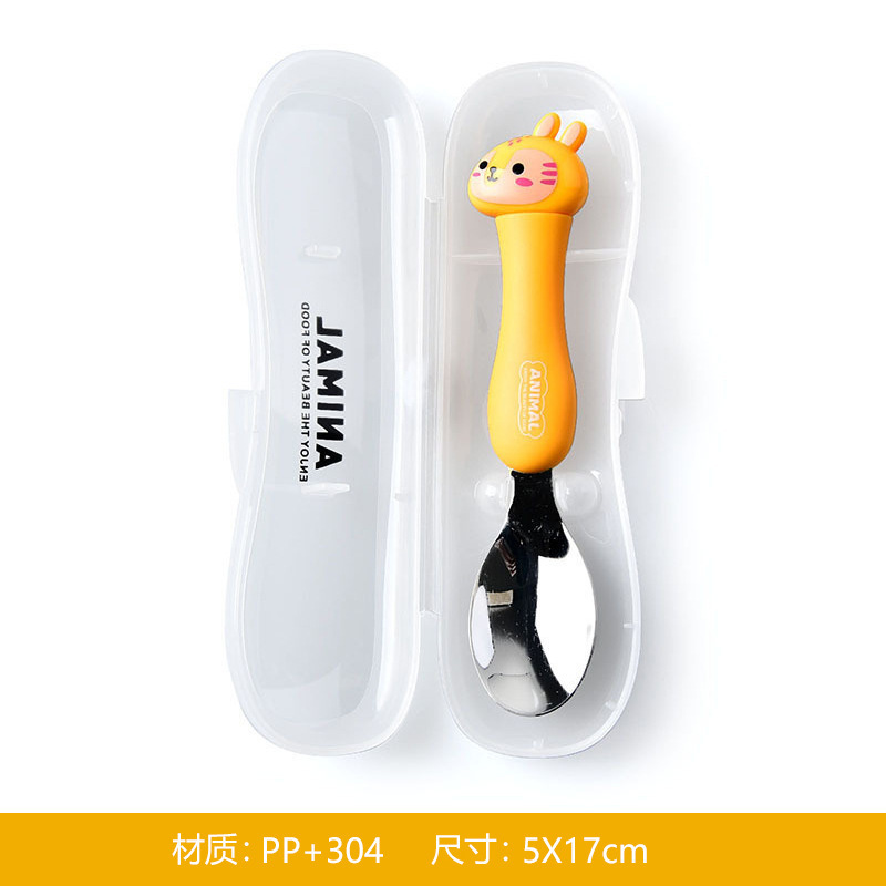 Animal encantador portátil para llevar estudiantes cucharas de comidas dormitorios escolares cucharas de cubierta de cubierta set