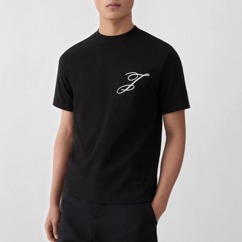 Jacquemus Cross-Border 25 Years Autumn and Winter Men's and Women's Same Style Logo Printed Heavy Pure Color Loose Short-Sleeved T-Shirt Tops