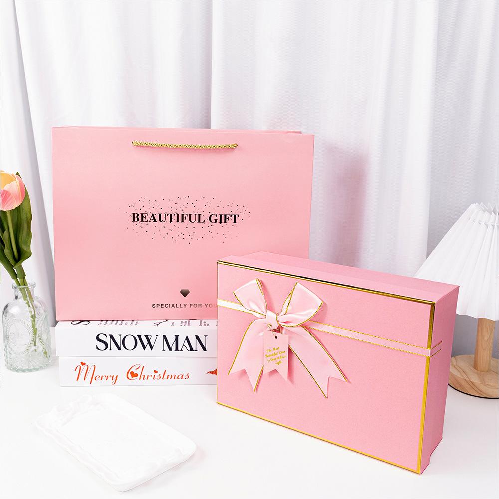 Caja de regalo rosa popular con lazo para novia, caja de regalo para cosméticos, caja de embalaje para lápiz labial, caja de regalo de recuerdo al por mayor image 5