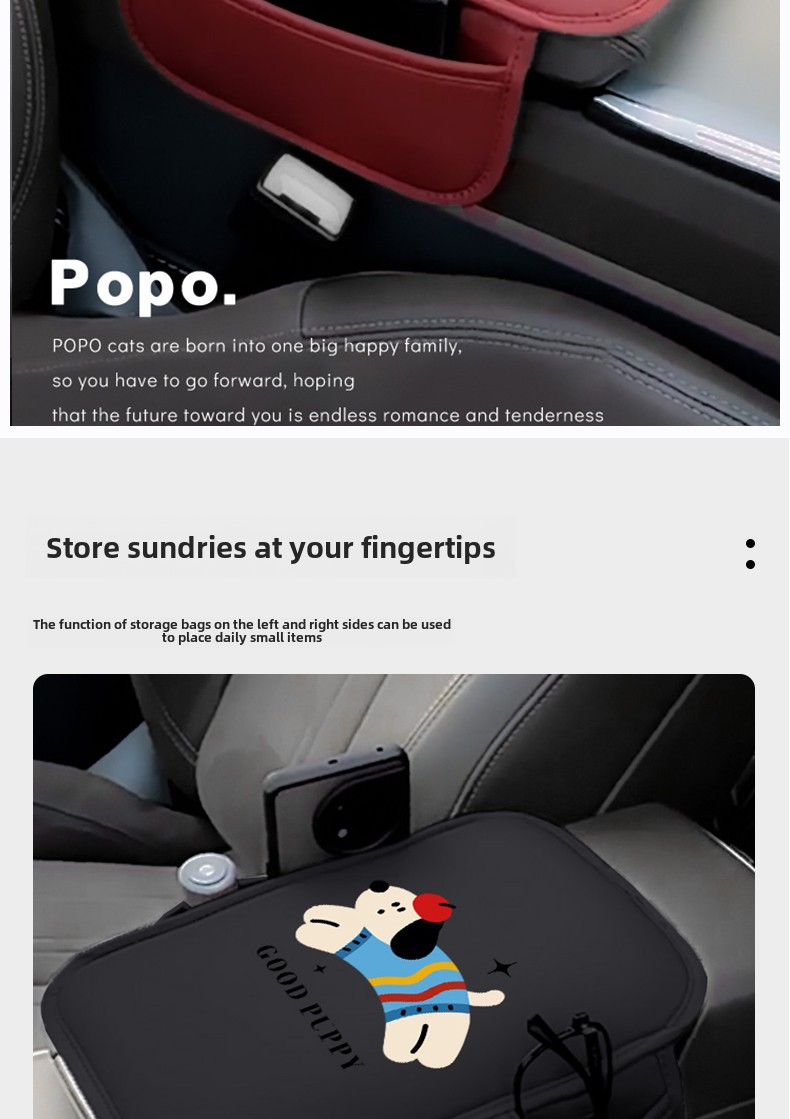 Car Armrest Pad New Cartoon Puppy Creative Car Interior Protective Cover Central Elbow Seat Armrest Storage Pad