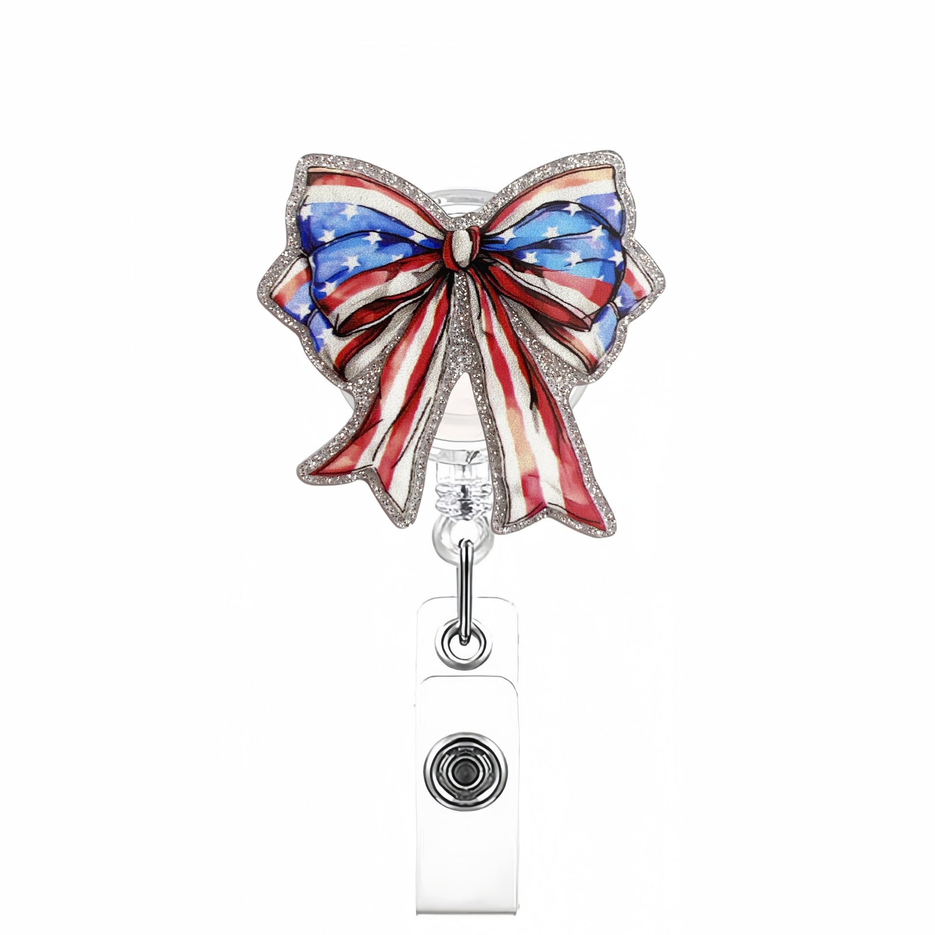 Etiqueta de etiqueta de venta caliente transfronteriza en lugar de acrílico divertido brillo clip de insignia telescópico hebilla de identificación hebilla fácil de tirar