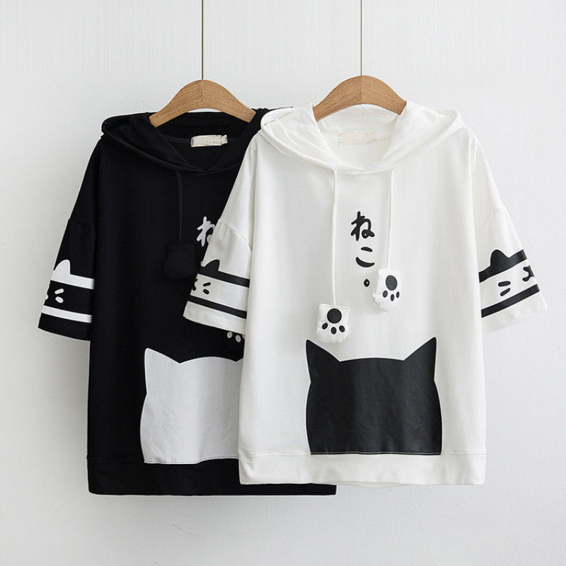 夏 Tシャツ 半袖 新しいスタイル 中学生 女の子 親友 高校生 洋風 万能 カジュアル カレッジスタイル パーカー 女性用|undefined
