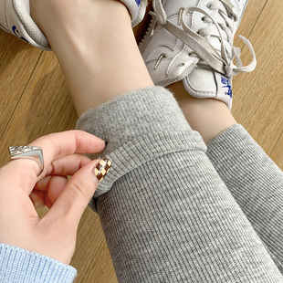 2025 New Autumn and Winter Brushed Threaded Leggings Women Can Wear High Waist Slim Fit High Elastic Warm Pants